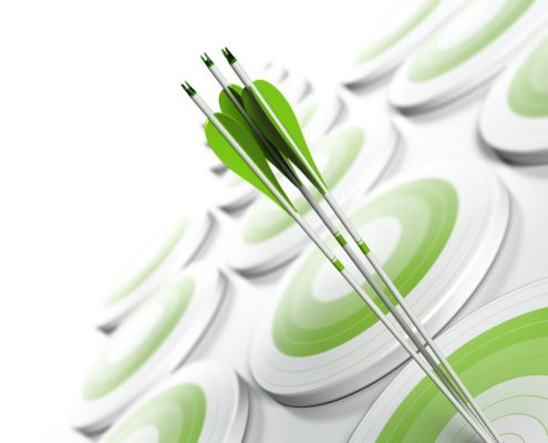 Many,Green,Targets,And,Three,Arrows,Reaching,The,Center,Of
